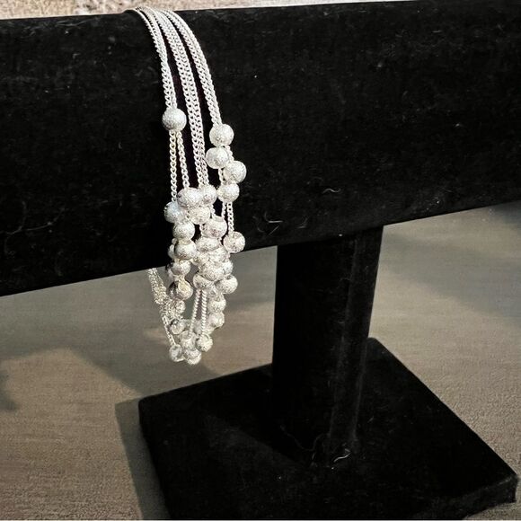 Danity Silver beaded/Chain Bracelet with Toggle Closure - Picture 1 of 4